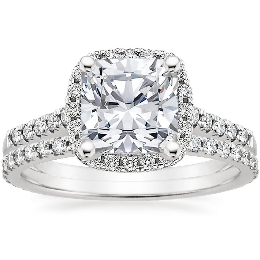 18K White Gold Odessa Diamond Ring 1 4 ct. tw. with Sonora Eternity Diamond Ring 3 8 ct. tw
